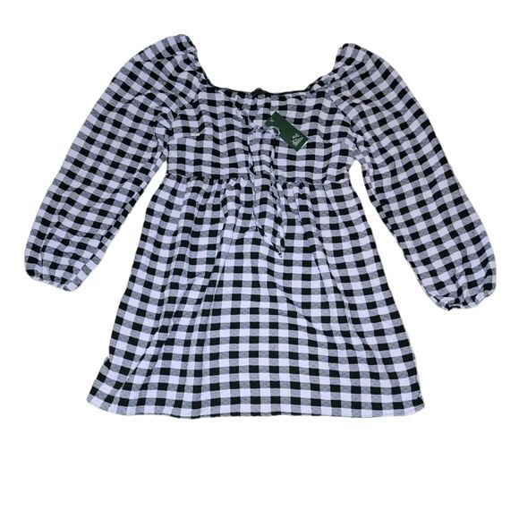 Wild Fable Black and Purple Plaid Long Sleeve Mini Dress Size M, NWT - Picture 2 of 8